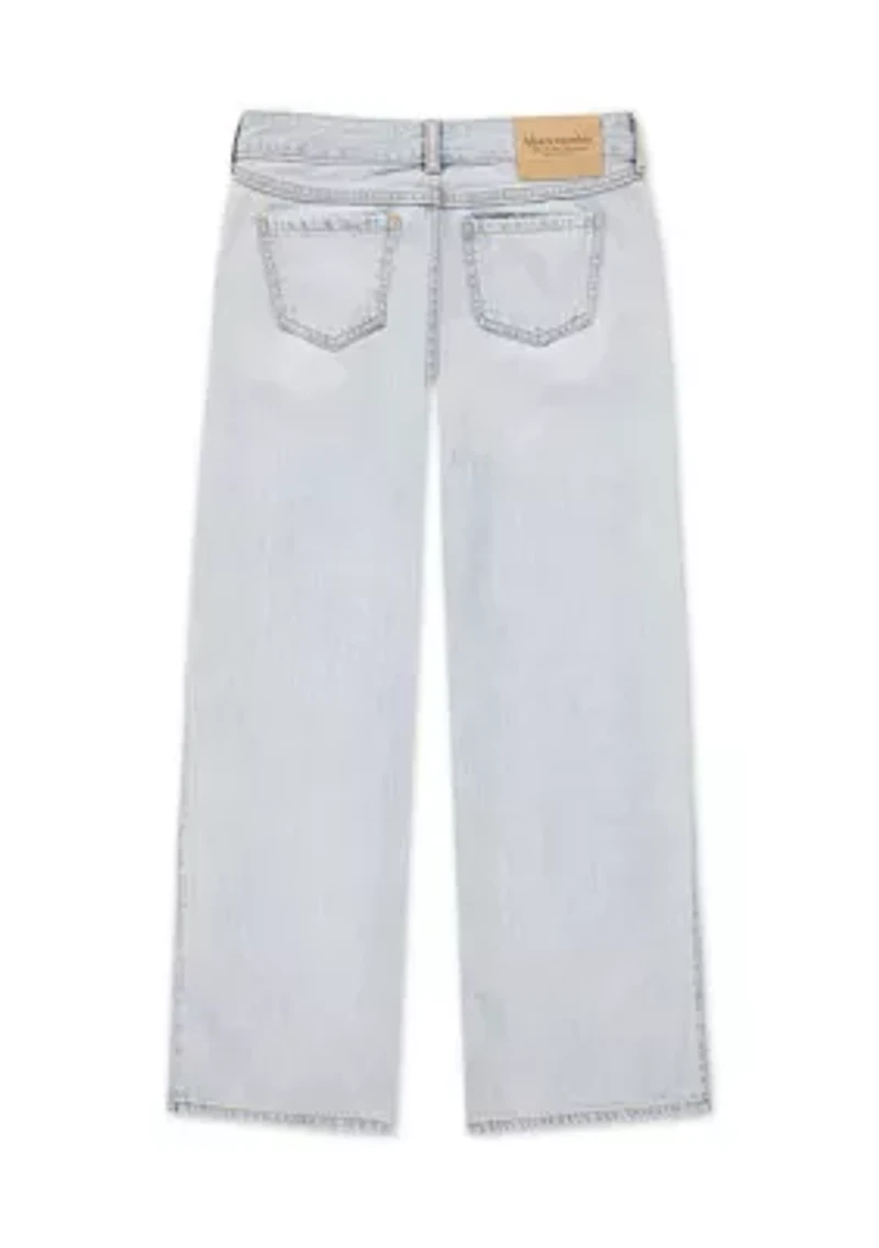 low rise baggy embroidered jeans