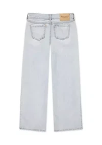 low rise baggy embroidered jeans