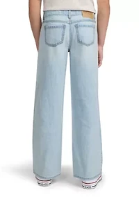 low rise baggy embroidered jeans