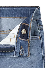 cotton denim high rise flare jeans
