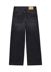 high rise wide leg embellished jeans