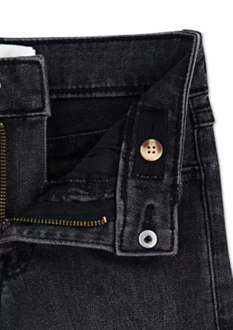 high rise wide leg embellished jeans