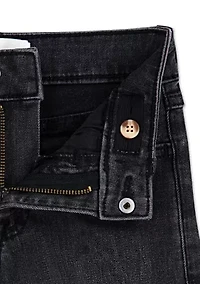 high rise wide leg embellished jeans