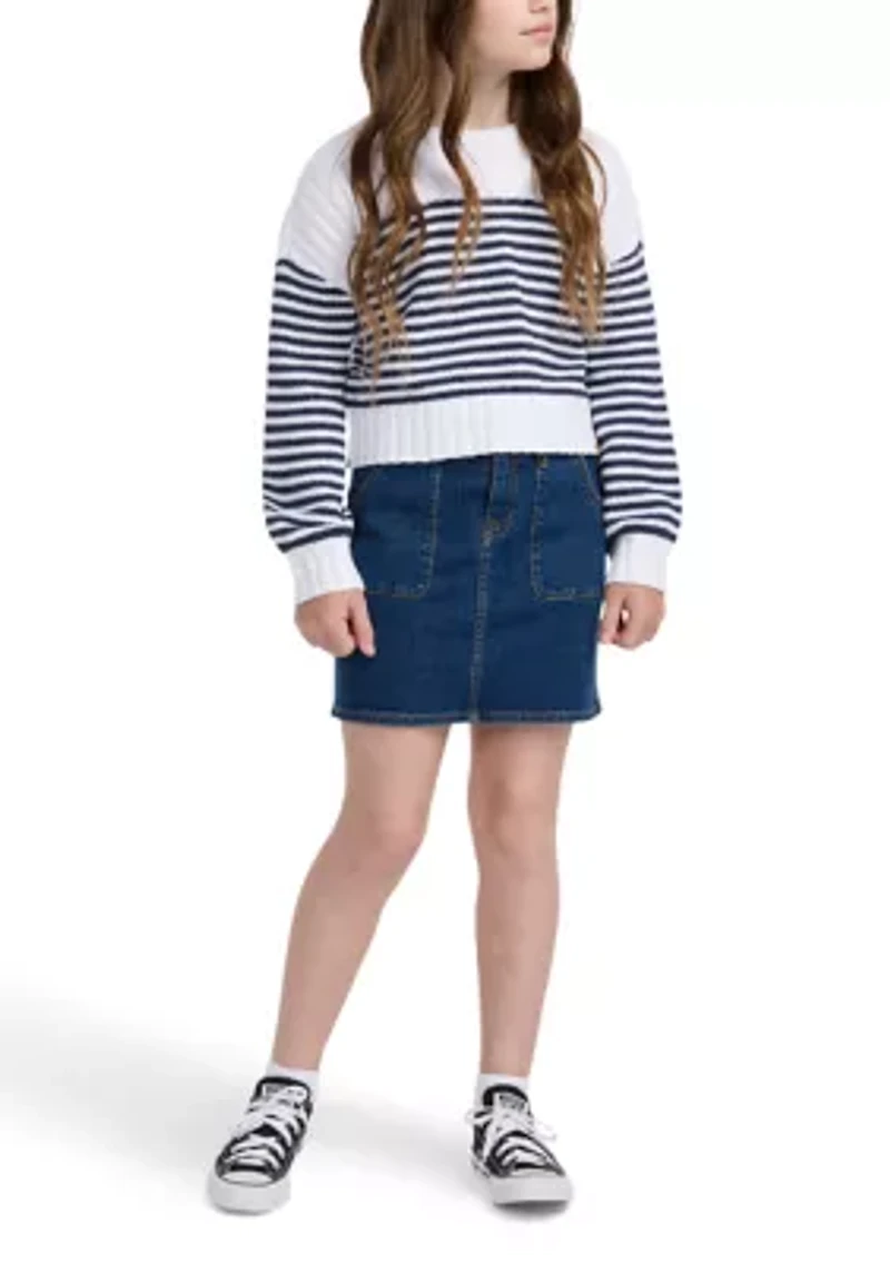 denim mini skirt