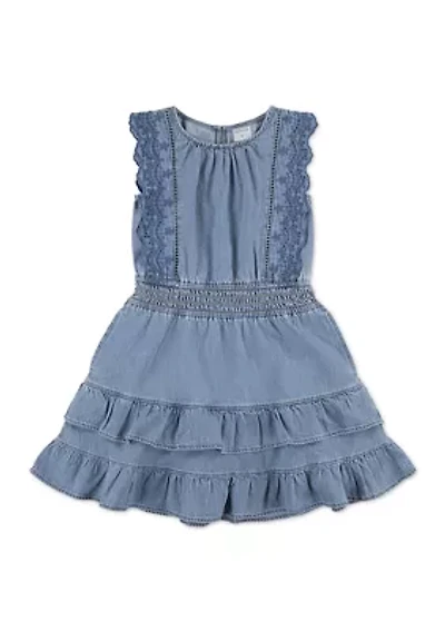 cotton smocked waist tiered dress