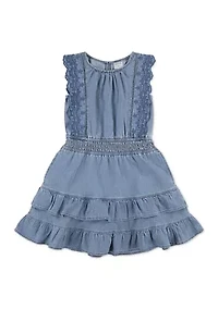 cotton smocked waist tiered dress