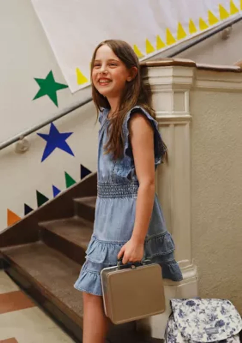 cotton smocked waist tiered dress