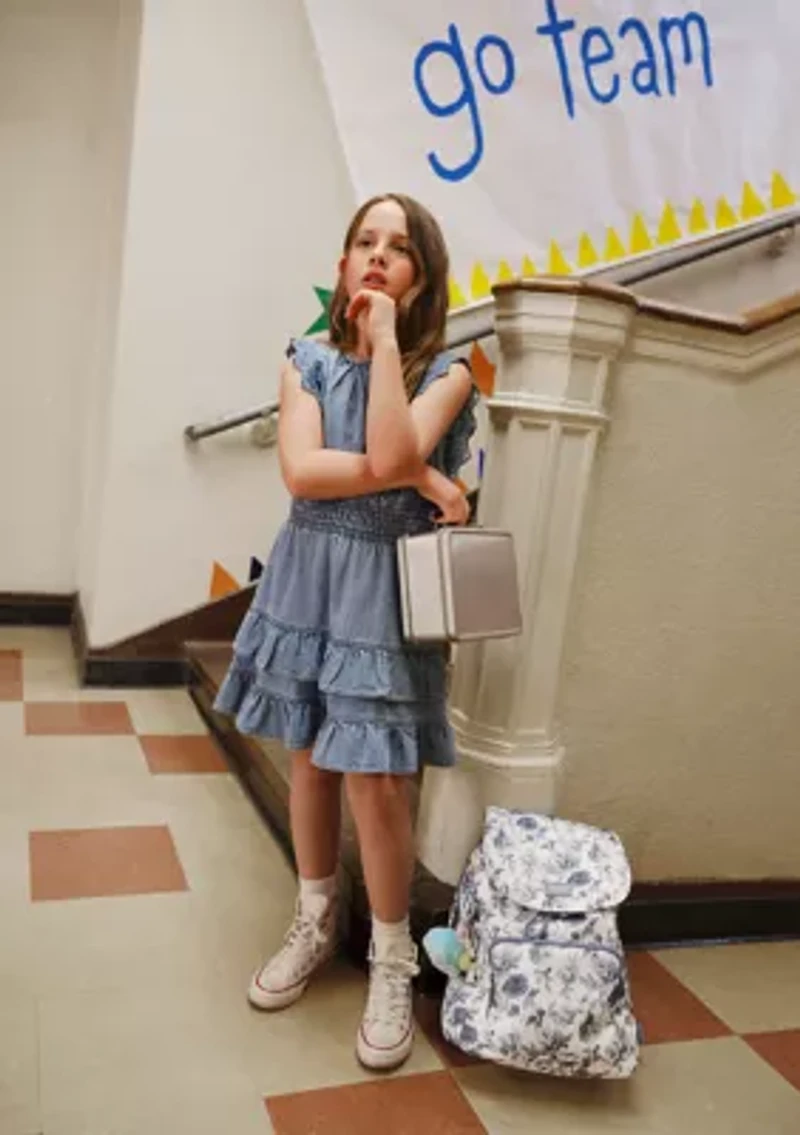 cotton smocked waist tiered dress