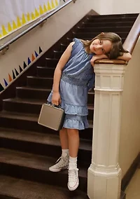 cotton smocked waist tiered dress
