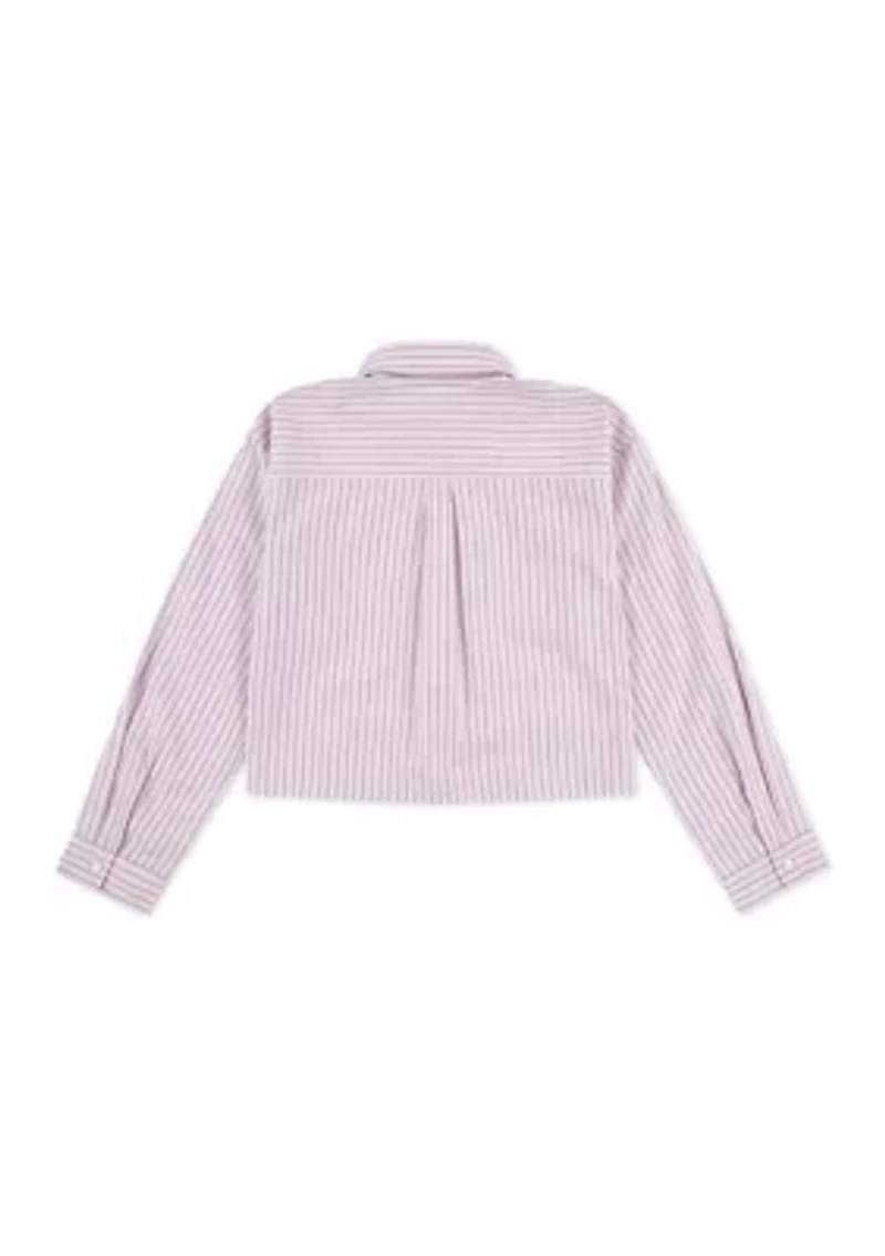 stripe boxy button front shirt