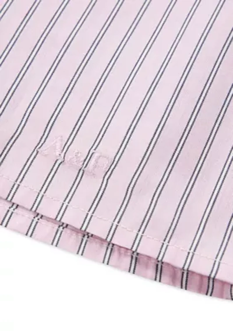 stripe boxy button front shirt