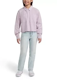 stripe boxy button front shirt