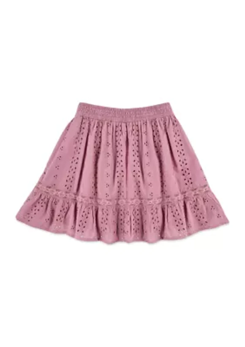 eyelet mini skort
