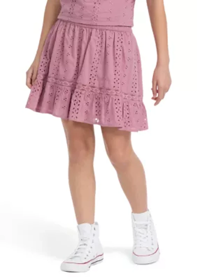 eyelet mini skort