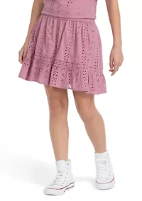eyelet mini skort