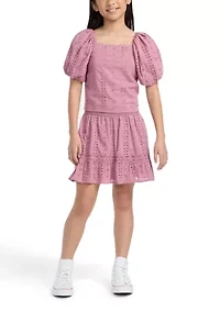 eyelet mini skort