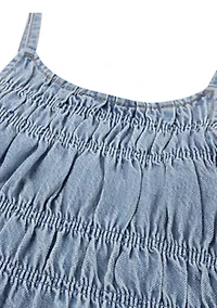 cotton scoop neck denim jumpsuit