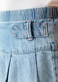 pleated tab denim skort