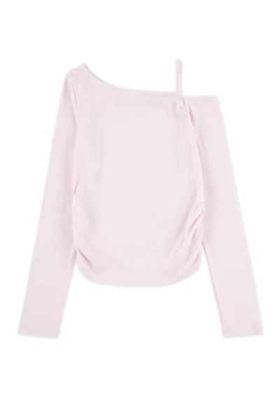 asymmetrical ruched long sleeve top