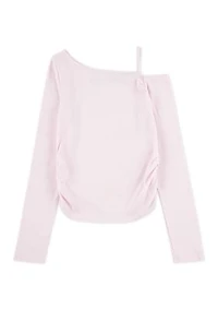 asymmetrical ruched long sleeve top