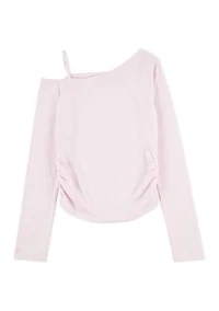 asymmetrical ruched long sleeve top