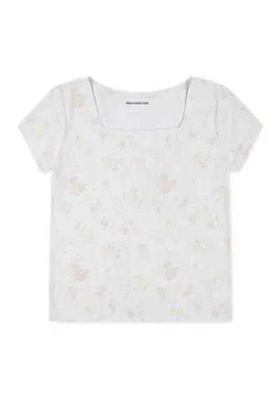 square neck pointelle t-shirt