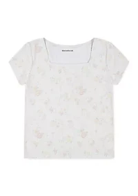 square neck pointelle t-shirt