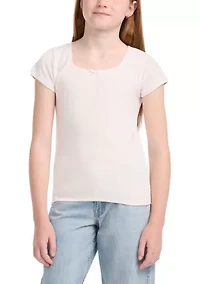 square neck pointelle t-shirt