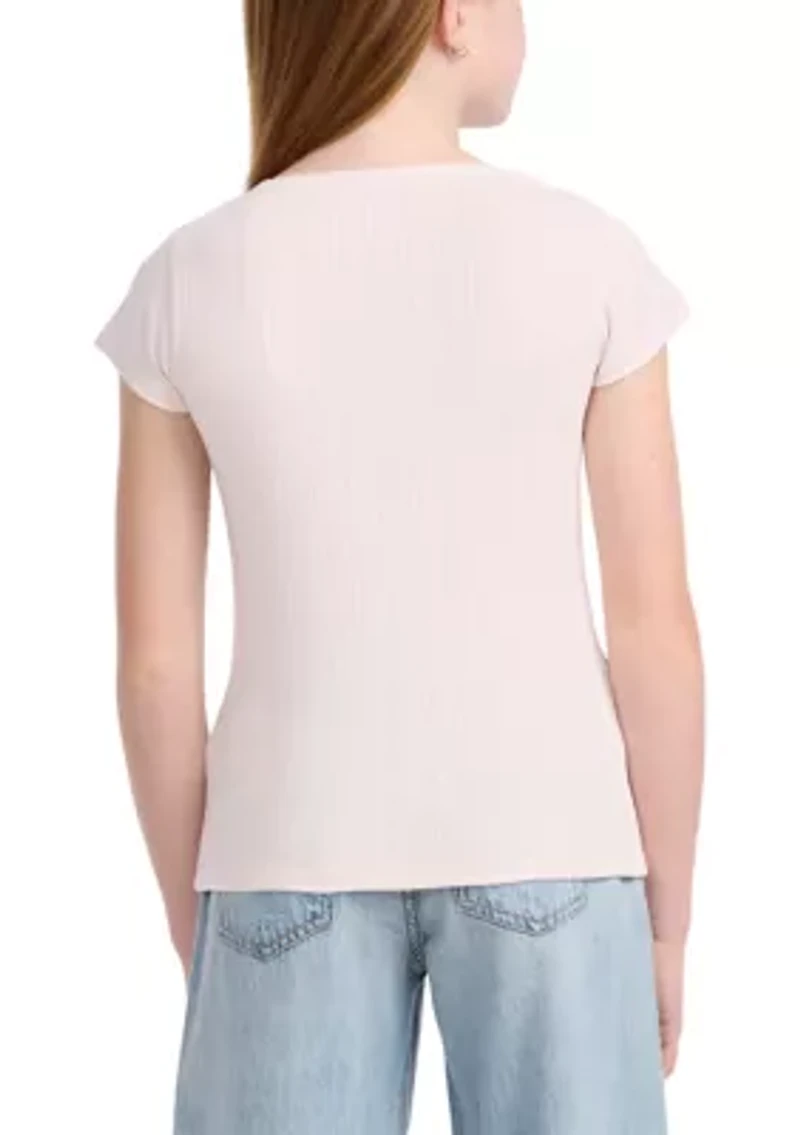 square neck pointelle t-shirt