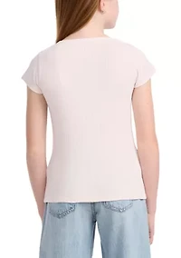 square neck pointelle t-shirt