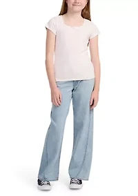 square neck pointelle t-shirt