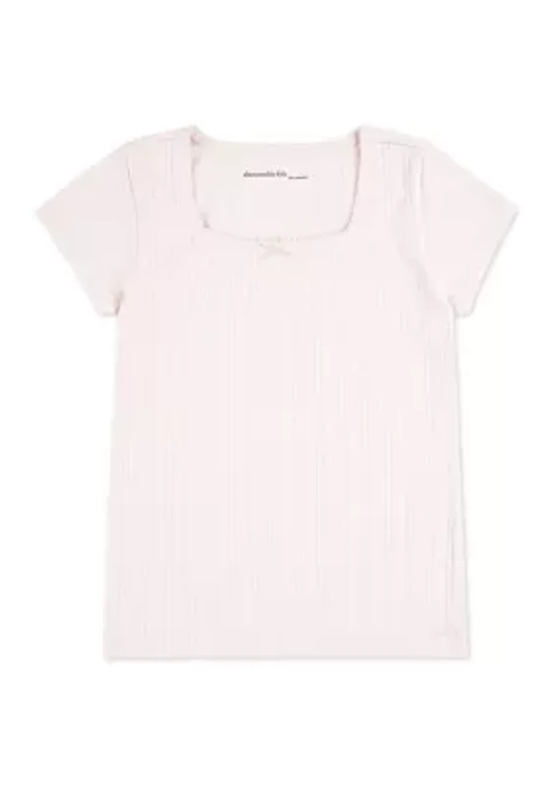 square neck pointelle t-shirt