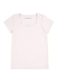 square neck pointelle t-shirt