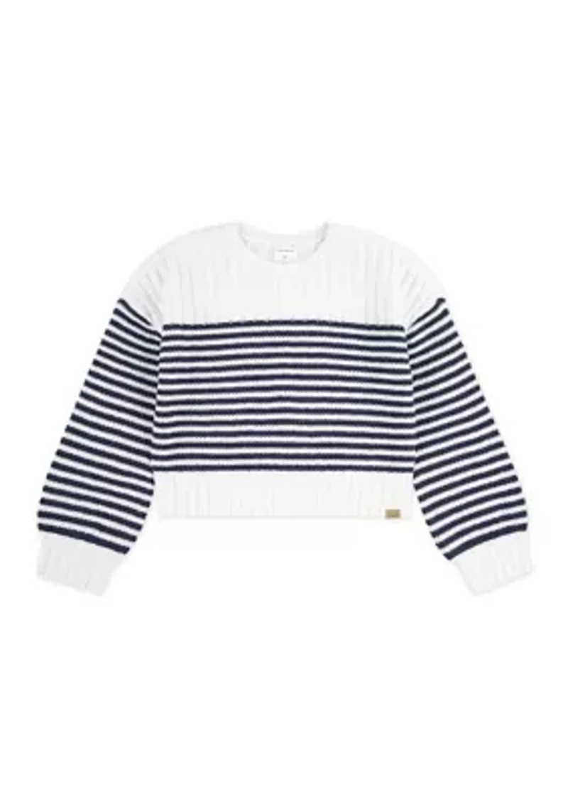 slash neck striped sweater