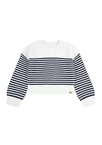 slash neck striped sweater