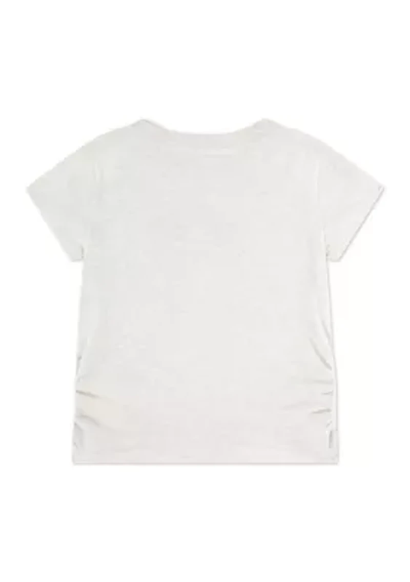 pearl bow ruched tee