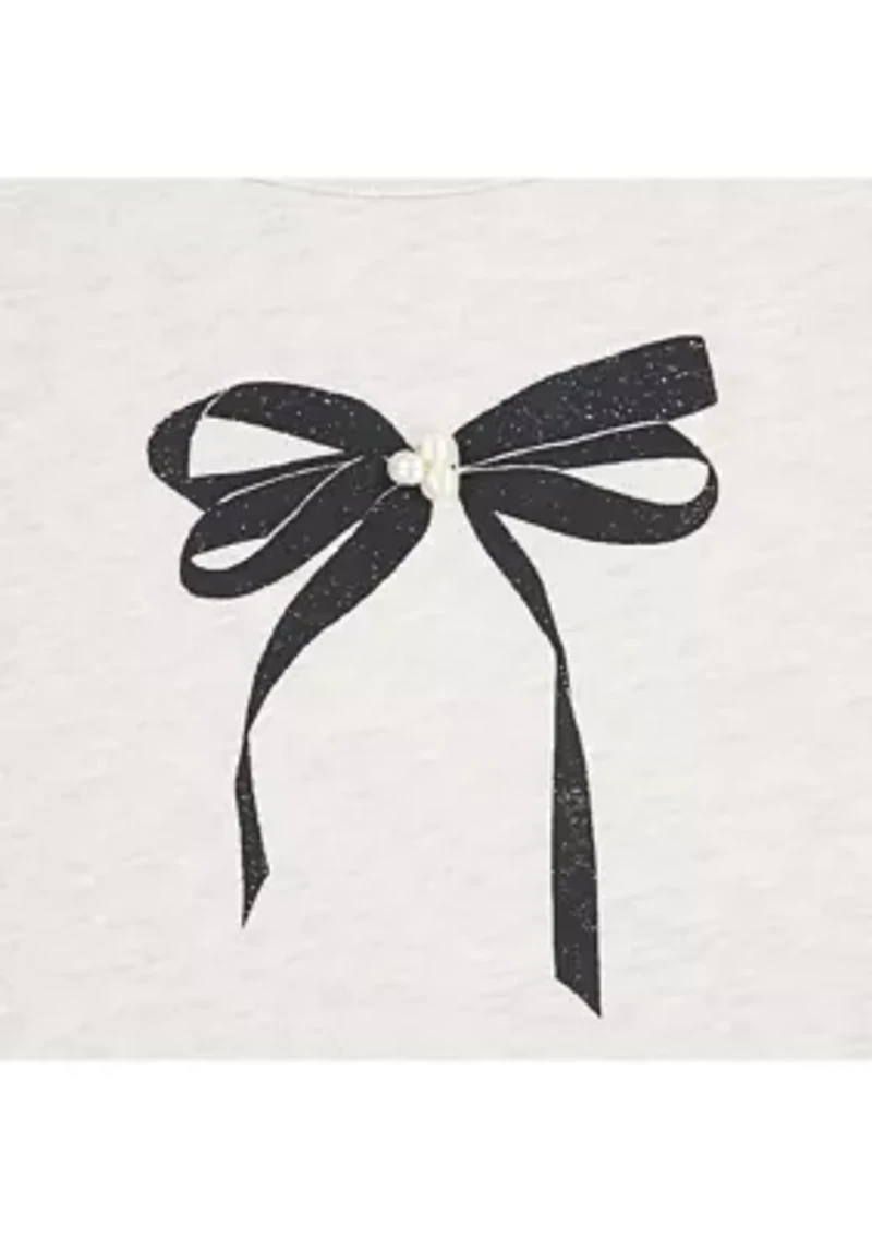 pearl bow ruched tee