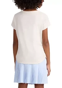 pearl bow ruched tee