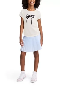 pearl bow ruched tee