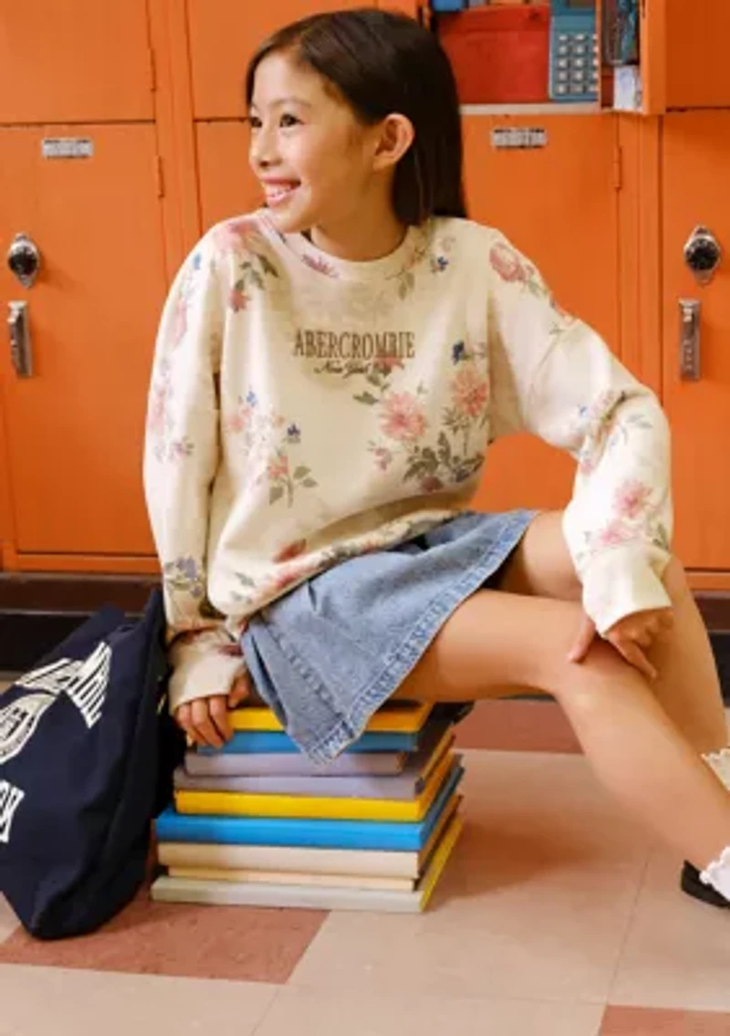 elongated crewneck fleece sweatshirt