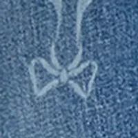 high waist wide leg bow print jeans