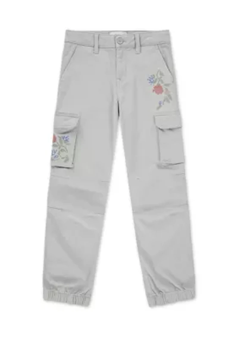 embroidered cargo joggers