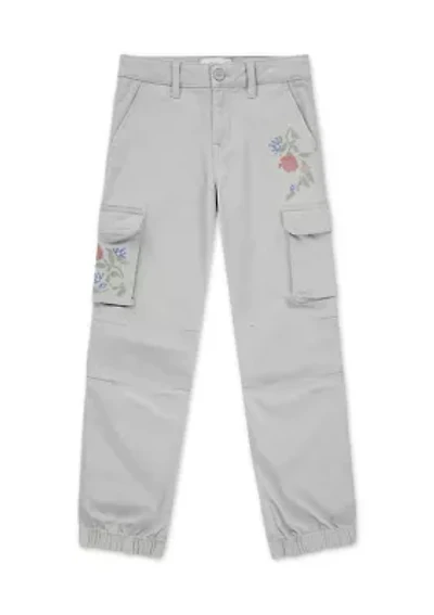 embroidered cargo joggers