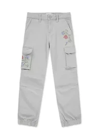 embroidered cargo joggers