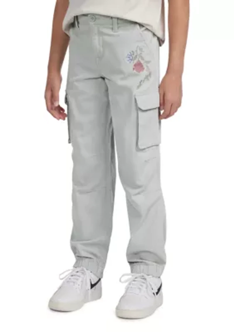 embroidered cargo joggers