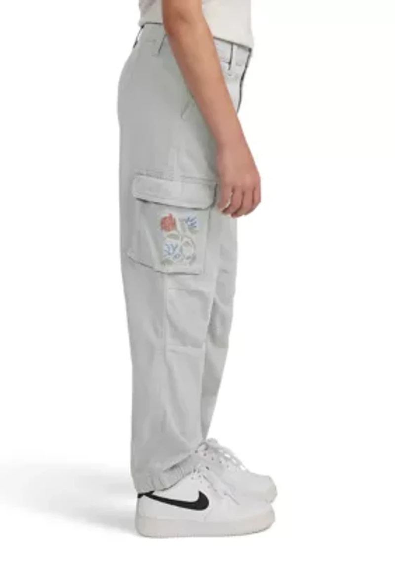 embroidered cargo joggers