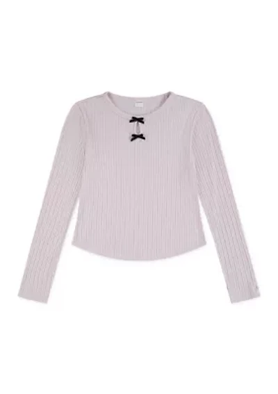 double bow pointelle top