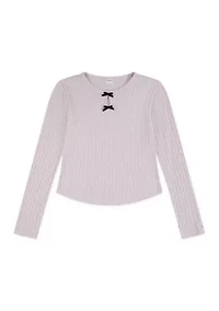 double bow pointelle top