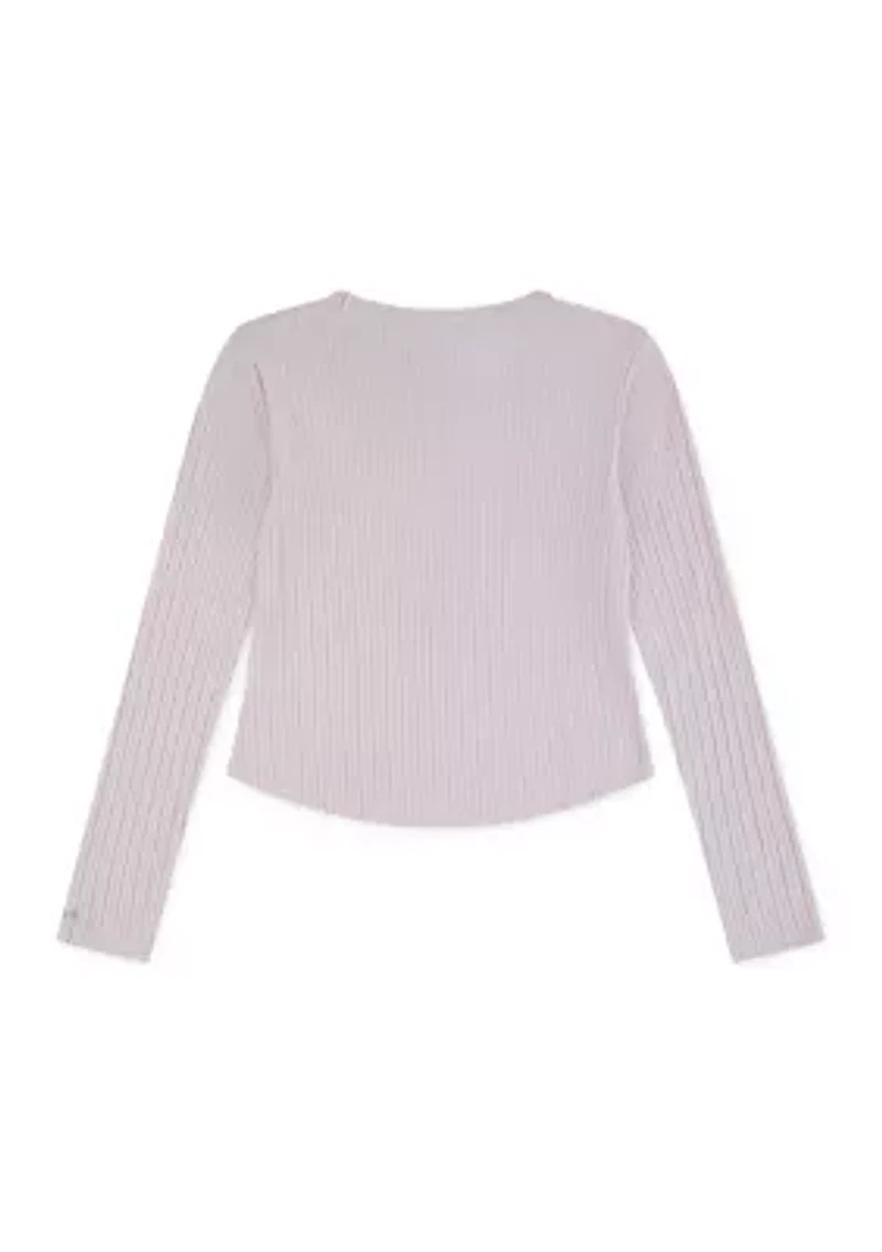 double bow pointelle top