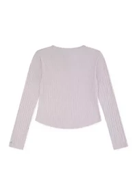 double bow pointelle top